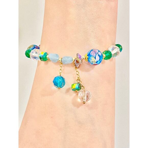 Blue Swarovski Beaded Bracelet With Charms - Picture 4 of 4